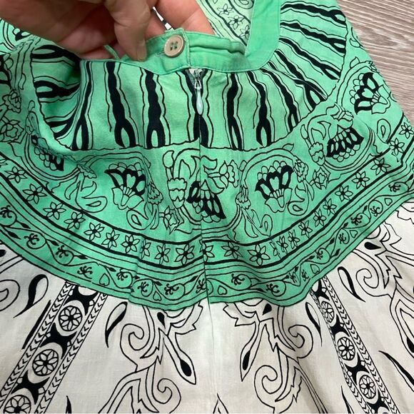 Connection 18 Green Aztec Print Full A-line Skirt Low High Summer Beach Party - Picture 5 of 8